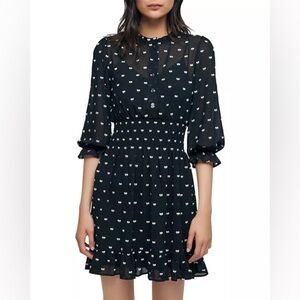 NWT Maje Rythonoeud Embroidered Bow Print Mini Dress Size 40 Size 10
